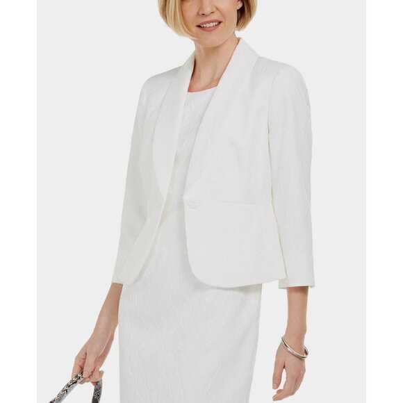 NWT Womens Size 12 Kasper 3/4-Sleeve Textured-Leaf One-Button Blazer Jacket NEW - Picture 1 of 3